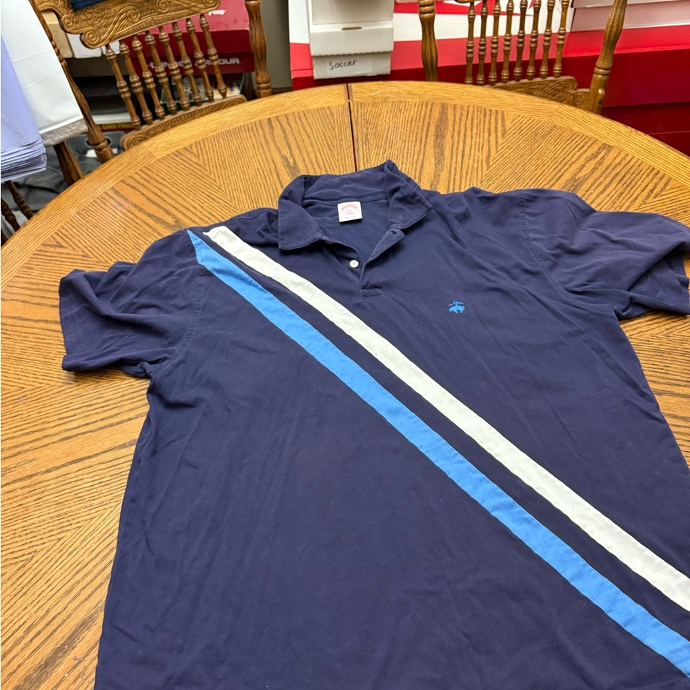 Brooks Brothers Blue and White Polo Shirt Dynamic Stripes